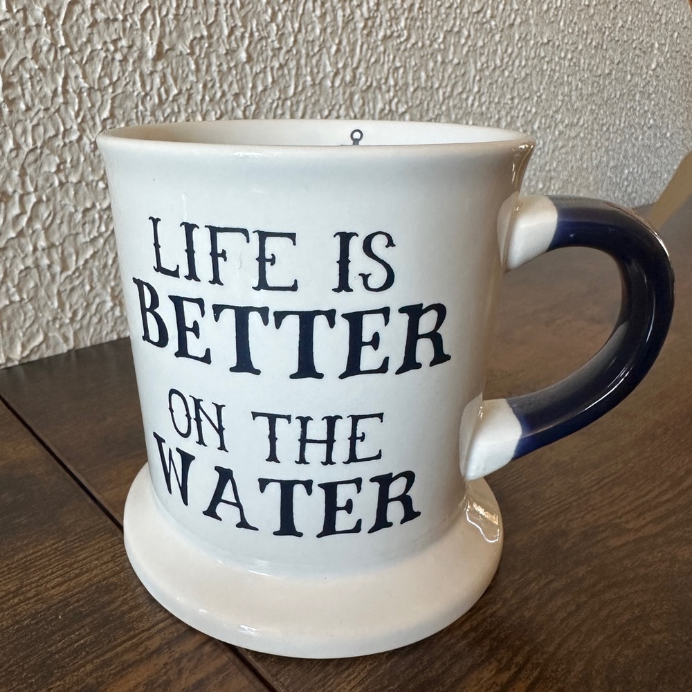 Nautical Themed Mug with Blue Handle
